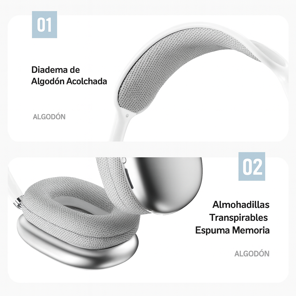 Nuevos Cascos PRO Max P9 – Auriculares Bluetooth plegables para trabajo y viaje